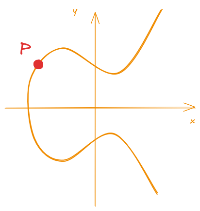 Figure 2: Representation of an element (point P) inside an elliptic curve